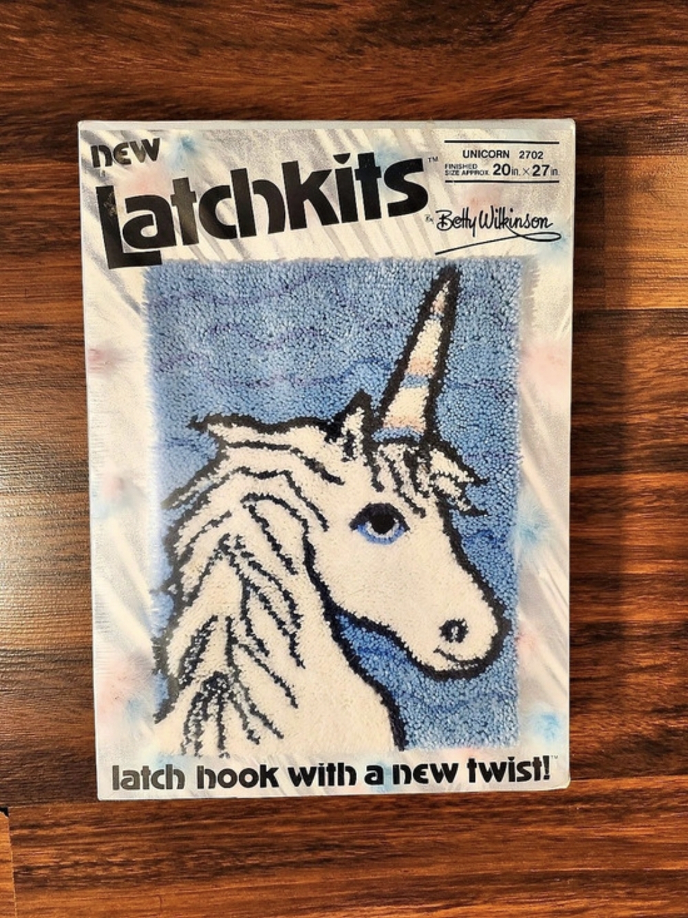 Vintage LatchKits Unicorn Latch Hook Kit Blue NWT